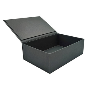 2022 New design flip foldable gift box with magnetic closure lid black book-shaped paper packaging magnetic gift box