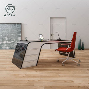 Bureau de direction élégant de 2 mètres, design moderne de table de bureau rouge - Product Image 4