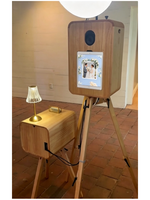 Photomaton de mariage en bois avec support d'imprimante compatible avec DS620/DNP RX1 ; adapté aux iPad et aux appareils photo reflex numériques
