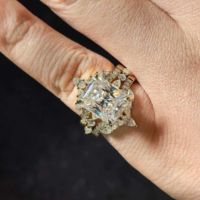 Bague de mariage Telula personnalisée en or massif 18 carats avec diamant de laboratoire taille radiant de 3,5 carats, bague de fiançailles en moissanite taille radiant