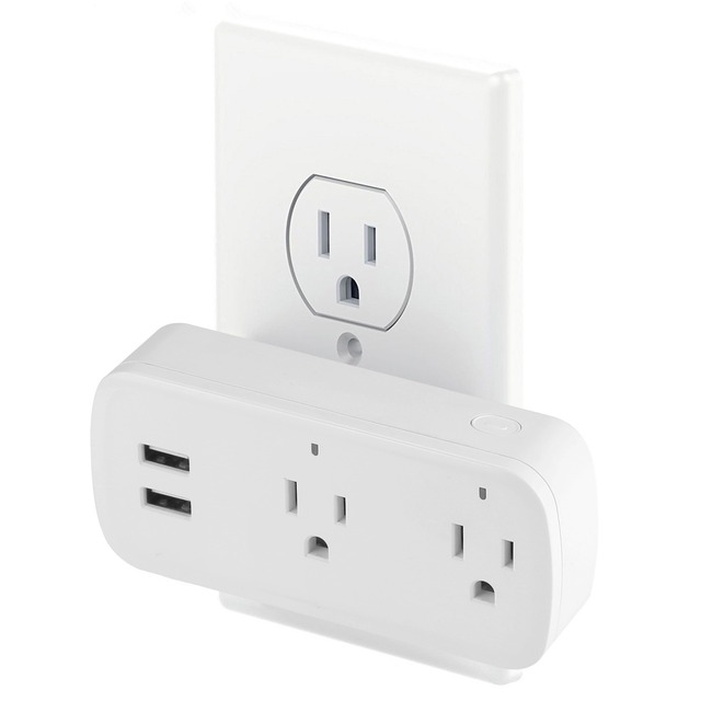 SLS Tuya Smart WiFi Dual US Outlet Plug 10A with Dual USB Port Remote Control Timer Socket Works with Alexa Google Home