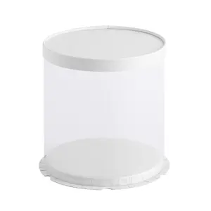 White See Through PET plastic 8 inch round cake box for Bakery Package