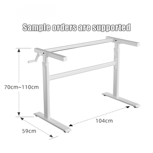 Cadre de bureau ergonomique réglable en hauteur manuellement - <span class=keywords><strong>Poste</strong></span> de <span class=keywords><strong>travail</strong></span> <span class=keywords><strong>assis</strong></span>-<span class=keywords><strong>debout</strong></span> en acier blanc avec manivelle, plage de réglage 70-110 cm, base 104x59 cm - Product Image 1