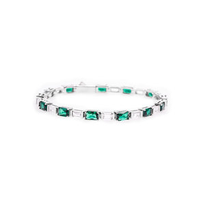 Tennis <b>Bracelet</b> Emerald Color Block <b>Copper</b> Alloy Geometric Design Unisex Jewelry - Product Image 5