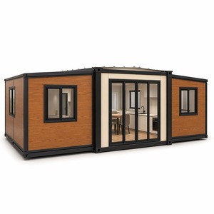 Maison conteneur extensible 5 tailles, maison préfabriquée pliable à double aile, 7 finitions, 7 configurations, équipée en usine pour hôtel de villégiature, camping - Product Image 1