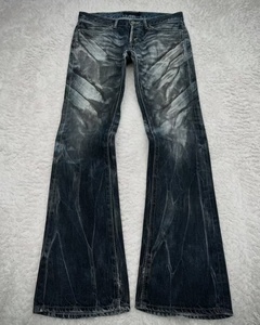Jeans AIPA sur mesure, denim extensible, coupe ajustée, jeans évasés noirs faits à la main, pour hommes - Product Image 5