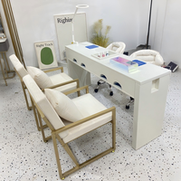 Ensemble table et chaise de manucure bon marché à prix d'usine avec dépoussiéreur pour station de manucure