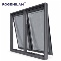 Fenêtre à auvent extérieure Rogenilan, insonorisée, double vitrage Low-E, en aluminium, sur mesure, avec stores