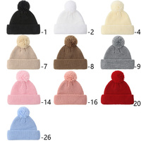 Mignon Pom Ball Tricoté Inde Chapeaux pour Bébé 0-12M Garçons Filles Solide Plié Crochet Ins Automne Hiver Chaud Bonnets Nouveau-Né Casquettes