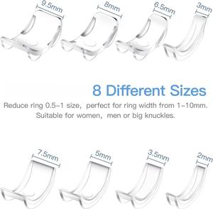 Ajustador de anillo transparente en 8 tamaños, almohadilla protectora de silicona para joyería, anillos sueltos transparentes invisibles, reductor de tamaño de anillo, ajustador de tamaño - Product Image 3