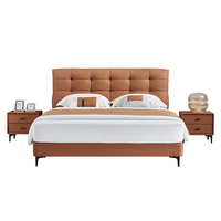 Großhandelspreis Modernes Lederbett-Set in Kingsize mit Verstellbarem Gepolstertem Weichem Kopfteil, Queensize-Bett, Umweltfreundlich