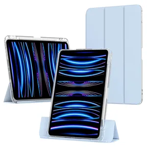 2024 New Tablet Case Transparent 2 In 1 Back Case TPU+PC Push Pull Snap With Pen Slot For Ipad Pro 12.9 Inch Tablet Case
