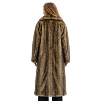 Manteau long en fausse fourrure personnalisé pour femme, marron multicolore, col à revers, chaud et duveteux, pour l'hiver, vente en gros OEM ODM