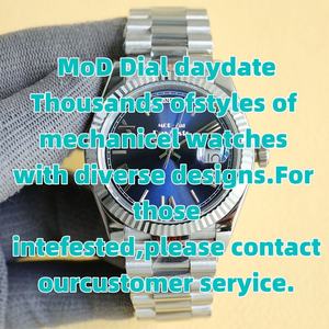 Đồng hồ Daydate bạc xanh băng kiểu Ả Rập, dây đeo President, tùy chỉnh hạng A, 41mm, máy tự động Dayjust, mặt số MOD - Product Image 5