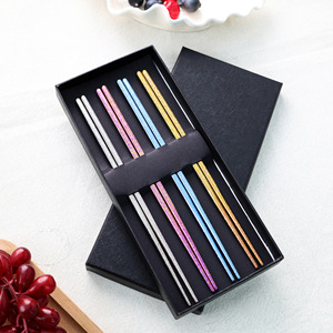 Pure <b>Titanium</b> Ice Flower Crystal Chopsticks Set 4 Pairs Gift Box Portable For Home Outdoor Camping - Product Image 4