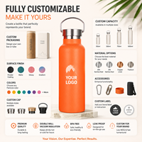 Thermos à double paroi en acier inoxydable de 350/500/750 ml avec couvercle en acier inoxydable, bouteille de sport portable pour l'extérieur, logo personnalisé