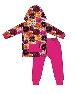 Qingli Oem Factory Price Custom Floral Printed Children Bamboo Long Sleeve Hoodies Set Jogger Tracksuit - Product Image 1
