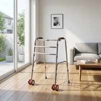 Déambulateur pliable à roulettes Jinglong, réglable de 74 à 84 cm, base antidérapante à quatre roues, léger, aide à la marche pour personnes âgées