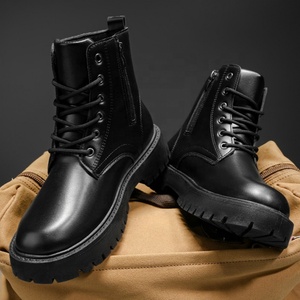 BAEWOON MB10 Bottes Martin tendance de haute qualité pour hommes, polyvalentes, montantes, noires, décontractées, en cuir, style sport - Product Image 5