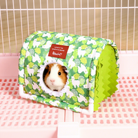 Tunnel-cabane pour petits animaux, facile à nettoyer, avec rideau, pour cochon d'Inde, hamster, lapin, chinchilla