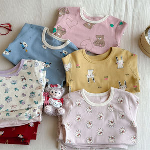 Tongxingyuan Baby Girls' Pajama Set Short Sleeve Breathable Autumn Home Wear Pants Set - Product Image 2
