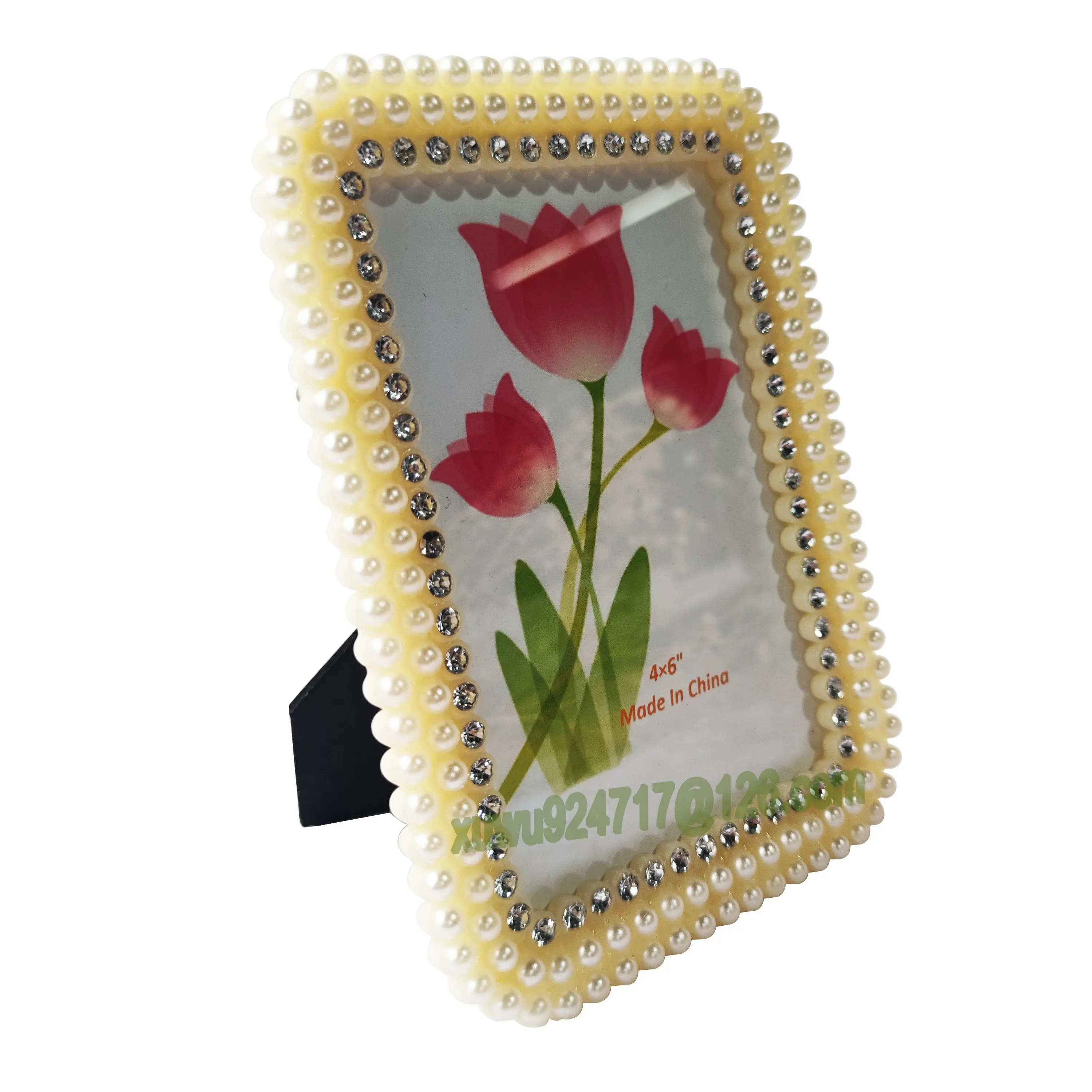 European Luxury White Pearl Photo Frame Plastic Pearl Photo Frame Fashion Nice Plastic Pearl Photo Picture Frames 4*6inch