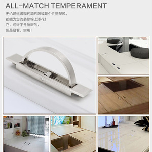 Japanese Style Geometric Furniture <b>Handle</b> Zinc Alloy Brushed Black Drawer Cabinet <b>Door</b> Easy Installation - Product Image 4