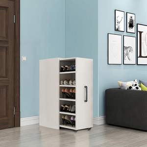 ตู้รองเท้ากันฝุ่นแบบบานเลื่อนสีขาวพร้อมล้อเลื่อนดีไซน์ชั้นวางรองเท้าที่ใช้งานได้จริง - Product Image 2