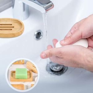 Wholesale Modern Natural Bamboo Soap Dish <b>Tray</b> Holder Bathroom Sets Eco-Friendly Easy to Clean - Product Image 4