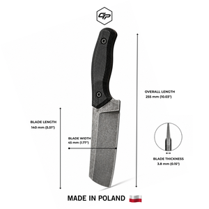 Couteau à découper en acier O2 large, à lame pleine, fait main, pour le bushcraft, le batoning et le travail du bois, avec étui Kydex - Product Image 3