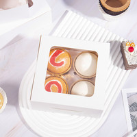 Boîtes à pâtisserie rectangulaires épaisses à fenêtre, 2/4/6/12 pièces, pour l'emballage alimentaire, cupcakes, tartes aux œufs et muffins
