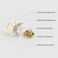 Broche unisexe pour revers de costume, étoile à six branches, en alliage plaqué strass, tendance, personnalisée, avec boucle antidérapante pour chemise de mariage