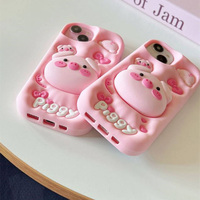 Nouvelle Coque de Protection en Silicone 3D Mignonne Motif Cochon pour Téléphones Mobiles 13 14 15 16 17 Pro Max
