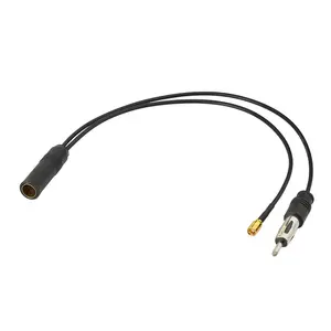 DAB Car Aerial Antenna Splitter Din Female to Din Male to SMB Pigtail Cable for AM/FM DAB+ Pioneer Clarion Kenwood Alpine JVC