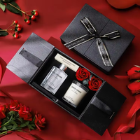 Vente chaude noir blanc décoration d'hôtel maison parfum personnalisé bougie parfumée ensemble de diffuseur de roseau