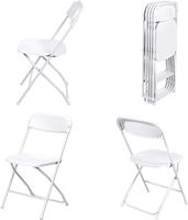 Chaise pliante en plastique PP pour événements, réunions, mariages, fêtes, extérieur, en métal blanc et noir, pas cher