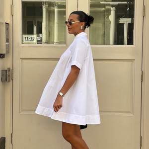 Abbigliamento da <span class=keywords><strong>donna</strong></span> 2025 alla moda abiti estivi Casual manica corta in cotone bianco Chemise Femme <span class=keywords><strong>Polo</strong></span> abito da <span class=keywords><strong>donna</strong></span> - Product Image 2