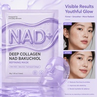 Masque facial en feuille hydratant anti-rides OEM pour peau de verre, avec NAD+, Bakuchiol, Collagène et Peptides, en hydrogel