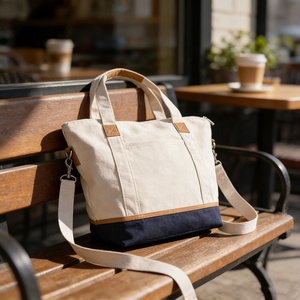 Customizable Weekender <strong>Bag</strong> Wholesale <strong>Patchwork</strong> Bottom Durable Cotton Canvas Travel Tote <strong>Bag</strong> With Handle and Adjustable Straps - Product Image 4
