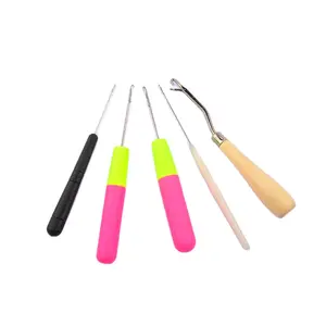 Kualitas Tinggi Kerajinan Tenun Benang Crochet Hooks Latch Needle 5 Buah Crochet Set untuk Karpet Membuat Crochet Hook Set Knitting