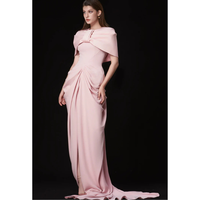 Robe de soirée pour femme, nouvelle collection 2025, design maxi floral, tissu écologique de luxe, col à volants, silhouette fourreau rose, sur mesure