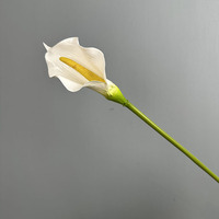 Fleurs artificielles en soie blanche de haute qualité en vrac pour hôtel, centre commercial, toucher réel, calla avec manches pour la décoration du salon