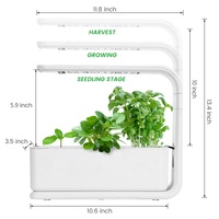 Rumah Kaca Hidroponik Elektronik Modern untuk Rumah, 3 Pod Penanam dengan Lampu LED untuk Menanam Herbal di Ruang Sempit, Warna Putih