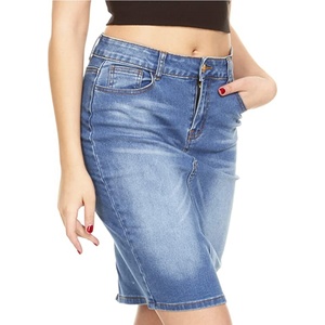 Design classique taille européenne dames mode une ligne jupes et Sexy Long Style fente Jeans jupes Denim - Product Image 4