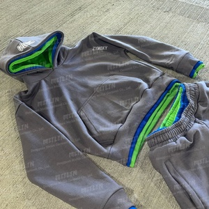 Conjunto de Chándal Oversize de Tela Gruesa para Fabricantes de Ropa, con Sudadera con Capucha de Doble Capa y Pantalones de Chándal con Tres Cinturas Ajustables - Product Image 5