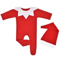 Accessoires de photographie pour nouveau-nés, combinaisons en coton d'hiver de Noël avec chapeau, vêtements personnalisés pour bébé unisexe, costume de Père Noël