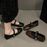 Nouvelles Ballerines 2026 Style Mary Jane Rétro à Bout Ouvert Noir Métallisé – Chaussures Féeriques Élégantes et Confortables pour Femmes