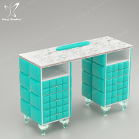 Table de manucure moderne blanche avec lumières LED et aspirateur de poussière, ensemble table et chaise de manucure individuels, table à ongles - Offre Spéciale