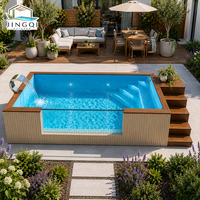 Piscine hors sol en fibre de verre de 20 et 40 pieds, avec façade en verre et structure en bois, pour jeux familiaux en extérieur, jacuzzi et spa – Meilleures ventes
