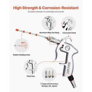 <span class=keywords><strong>Pistola</strong></span> de <span class=keywords><strong>Aire</strong></span> de Alta Presión con Boquilla Giratoria de 360 Grados y Cuerpo de Aleación de Aluminio para Limpieza Interior de Automóviles - Product Image 3